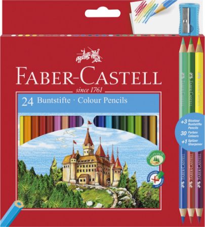 Poza cu CREIOANE COLORATE 24+3 CULORI ECO FABER-CASTELL