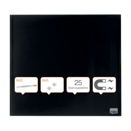 Poza cu TABLA MAGNETICA STICLA 30*30 CM NEAGRA+ACCESORII DIAMOND NOBO