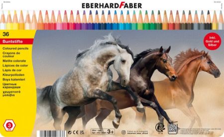 Poza cu CREIOANE COLORATE 36 CULORI CUTIE METAL EBERHARD FABER