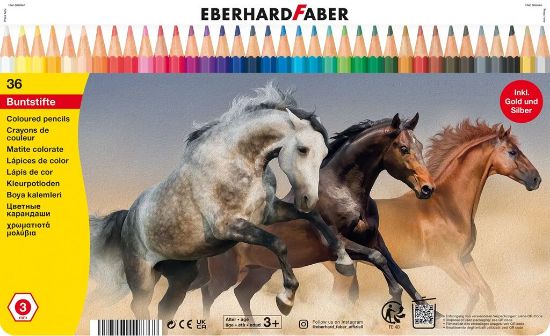 Poza cu CREIOANE COLORATE 36 CULORI CUTIE METAL EBERHARD FABER