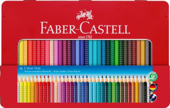 Poza cu CREIOANE COLORATE 36 CULORI CUTIE METAL GRIP 2001 FABER-CASTELL