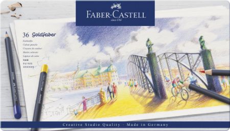 Poza cu CREIOANE COLORATE 36 CULORI GOLDFABER CUTIE METAL FABER-CASTELL
