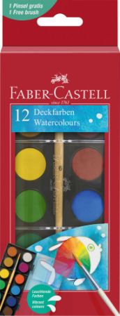 Poza cu ACUARELE 12 CULORI 24MM + PENSULA 2023 FABER-CASTELL