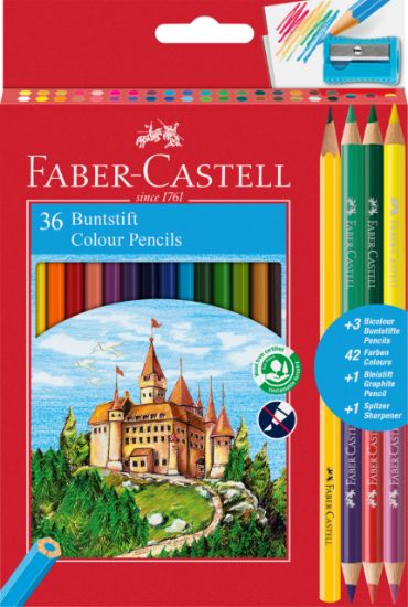 Poza cu CREIOANE COLORATE 36+3+1 CULORI ECO FABER-CASTELL