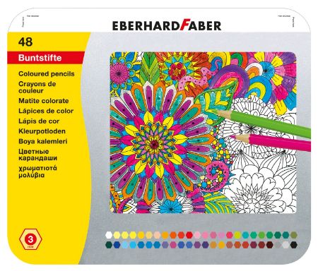 Poza cu CREIOANE COLORATE 48 CULORI CUTIE METAL EBERHARD FABER