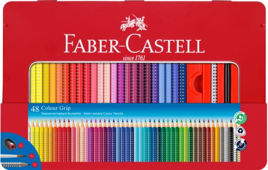 Poza cu CREIOANE COLORATE 48 CULORI CUTIE METAL GRIP 2001 FABER-CASTELL