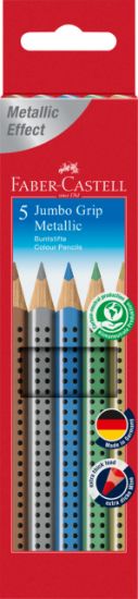 Poza cu CREIOANE COLORATE 5 CULORI METALIZATE JUMBO GRIP FABER-CASTELL