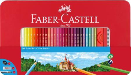 Poza cu CREIOANE COLORATE 60 CULORI CUTIE METAL FABER-CASTELL