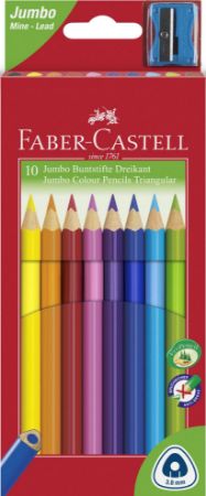 Poza cu CREIOANE COLORATE JUMBO 10 CULORI + ASCUTITOARE FABER-CASTELL
