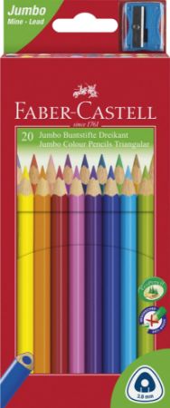 Poza cu CREIOANE COLORATE JUMBO 20 CULORI + ASCUTITOARE FABER-CASTELL