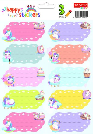 Poza cu ETICHETE SCOLARE 30/SET UNICORNI 2 TLS-734 TANEX