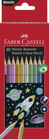 Poza cu CREIOANE COLORATE METALIZATE 10 CULORI FABER-CASTELL