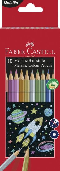 Poza cu CREIOANE COLORATE METALIZATE 10 CULORI FABER-CASTELL