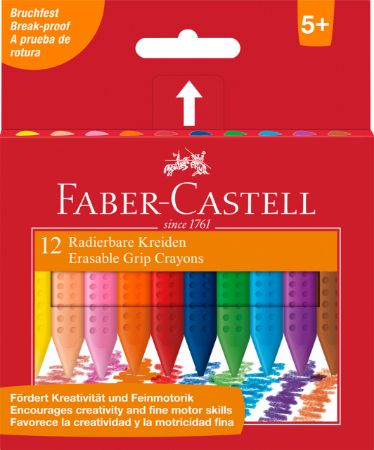 Poza cu CREIOANE COLORATE PLASTIC 12 CULORI GRIP FABER-CASTELL