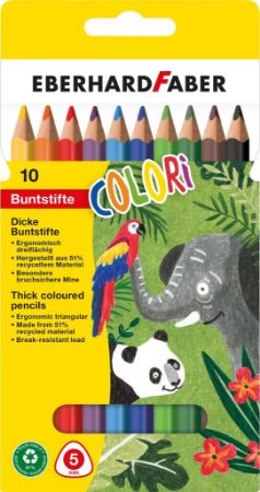 Poza cu CREIOANE COLORATE PLASTIC JUMBO 10 CULORI EBERHARD FABER