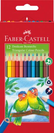 Poza cu CREIOANE COLORATE TRIUNGHIULARE 12 CULORI + ASCUTITOARE ECO FABE