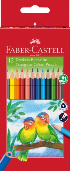 Poza cu CREIOANE COLORATE TRIUNGHIULARE 12 CULORI + ASCUTITOARE ECO FABE