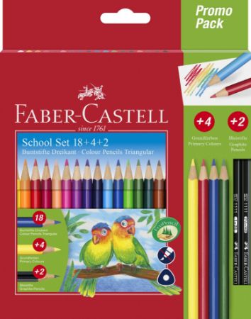 Poza cu CREIOANE COLORATE TRIUNGHIULARE 18+4+2 PROMO FABER-CASTELL