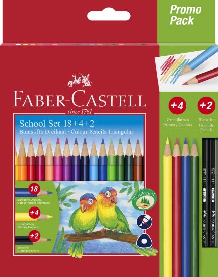 Poza cu CREIOANE COLORATE TRIUNGHIULARE 18+4+2 PROMO FABER-CASTELL