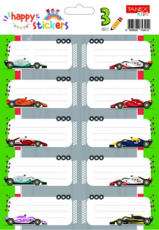 Poza cu ETICHETE SCOLARE 30/SET MASINI DE CURSE TLS-749 TANEX