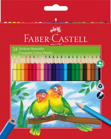 Poza cu CREIOANE COLORATE TRIUNGHIULARE 24 CULORI + ASCUTITOARE ECO FABE