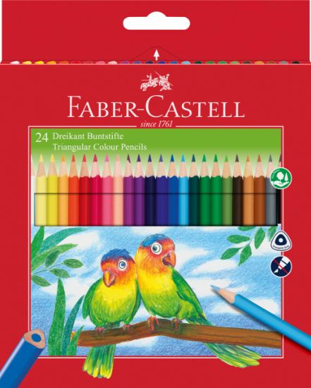 Poza cu CREIOANE COLORATE TRIUNGHIULARE 24 CULORI + ASCUTITOARE ECO FABE