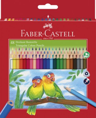 Poza cu CREIOANE COLORATE TRIUNGHIULARE 48 CULORI + ASCUTITOARE ECO FABE