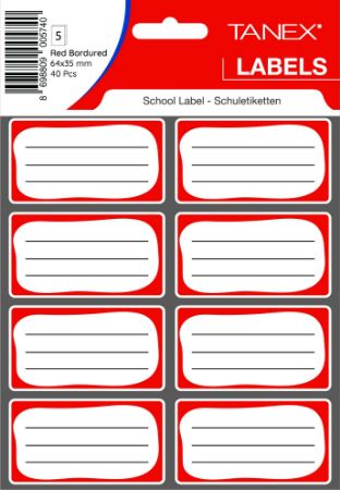 Poza cu ETICHETE SCOLARE 40/SET ROSII TANEX