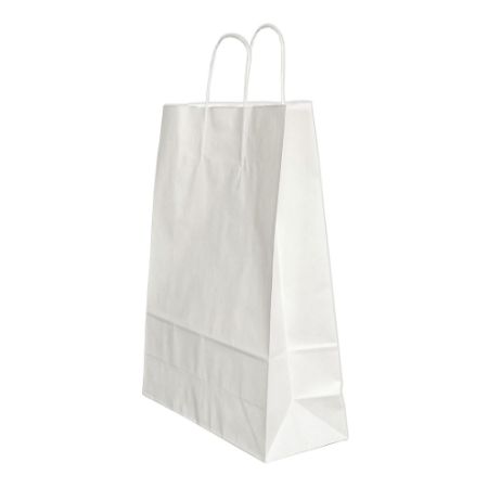 Poza cu PUNGA HARTIE MANER RASUCIT 22 x 10 x 31 CM ALB/ALB PAPIROTI
