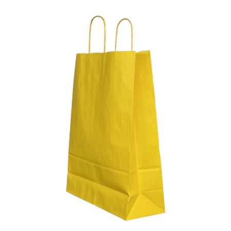 Poza cu PUNGA HARTIE MANER RASUCIT 32 x 12 x 41 CM GALBEN/ALB PAPIROTI