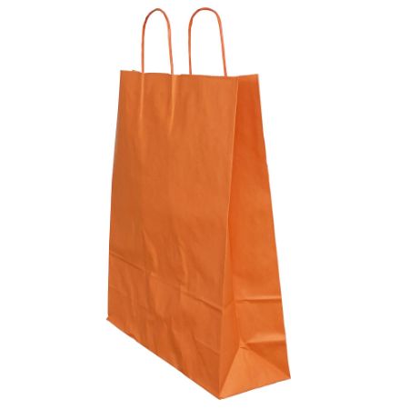Poza cu PUNGA HARTIE MANER RASUCIT 32 x 12 x 41 CM PORTOCALIU/ALB PAPIROTI