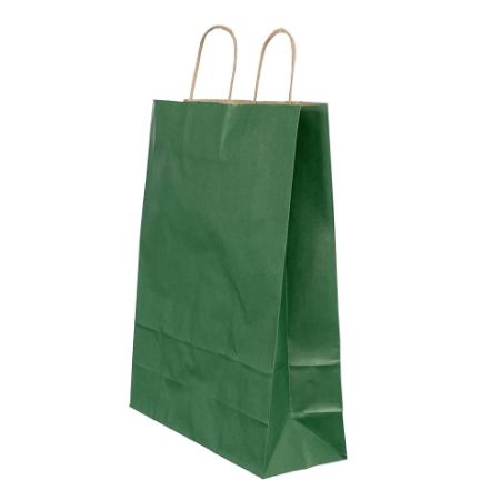 Poza cu PUNGA HARTIE MANER RASUCIT 32 x 12 x 41 CM VERDE DUNGI/MARO PAPIROTI