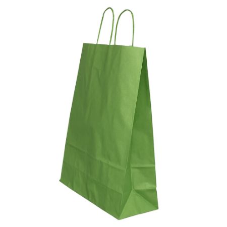 Poza cu PUNGA HARTIE MANER RASUCIT 32 x 12 x 41 CM VERDE/ALB PAPIROTI