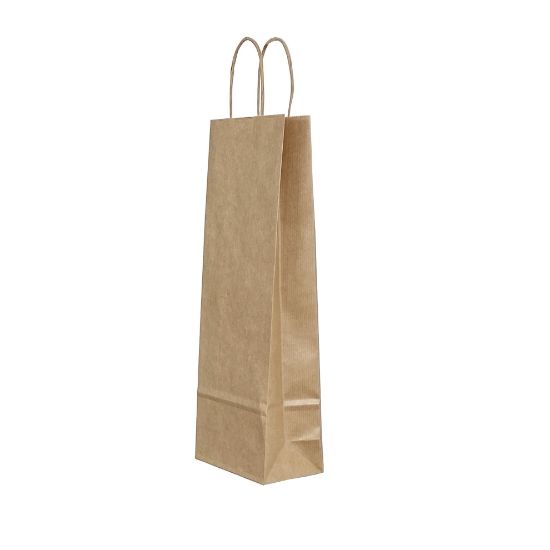 Poza cu PUNGA HARTIE STICLE  MANER RASUCIT 14 x 8 x 39 CM MARO DUNGI/MARO PAPIROTI