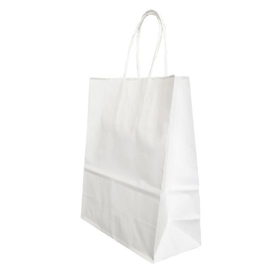 Poza cu PUNGA HARTIE MANER RASUCIT 18 x 8 x 22 CM ALB/ALB PAPIROTI