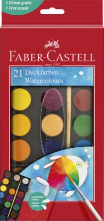 Poza cu ACUARELE 21 CULORI 30MM + PENSULA 2023 FABER-CASTELL
