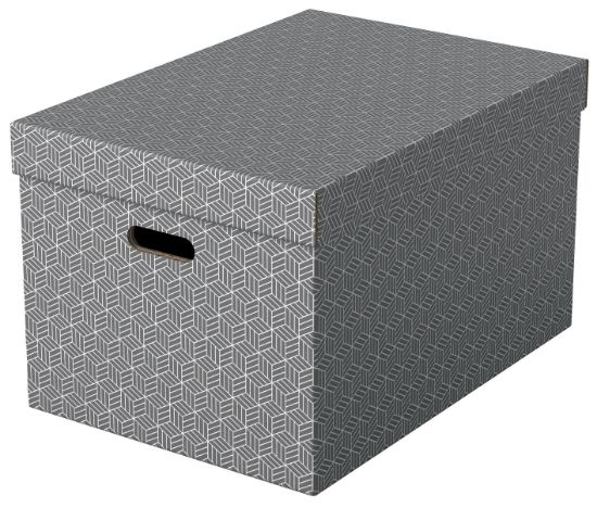Poza cu CUTIE DEPOZITARE CU CAPAC 51 x 35 x 30 CM GRI RECYCLED FSC 3/SET ESSELTE