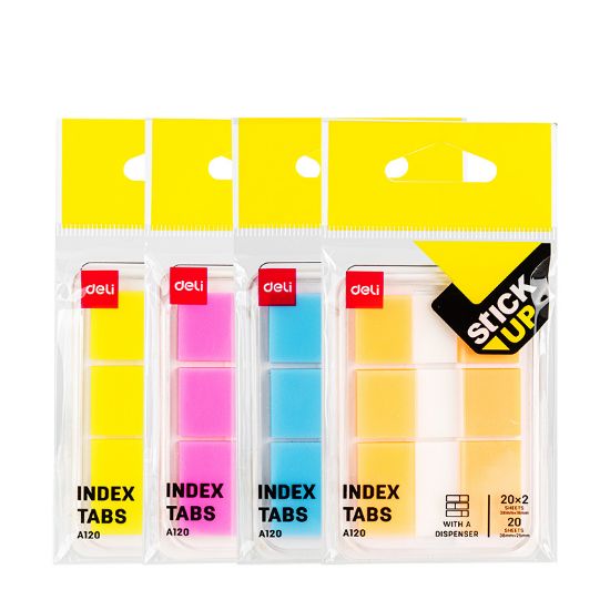 Poza cu INDEX ADEZIV PLASTIC SET 2*38*18 + 1*38*25MM DIV CUL 20 FILE DELI
