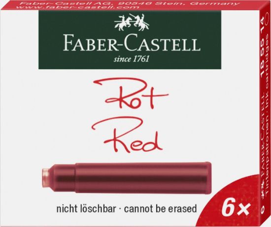 Poza cu CARTUSE CERNEALA MICI ROSII 6 BUC/CUTIE FABER-CASTELL