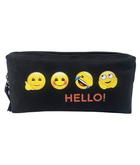 Poza cu PENAR ETUI DREPTUNGHIULAR 3 FERMOARE NEGRU EMOJI PIGNA