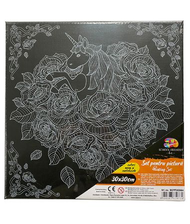 Poza cu PANZA PREDESENATA PE SASIU NEAGRA 30 x 30 CM UNICORN SF ART PIGNA