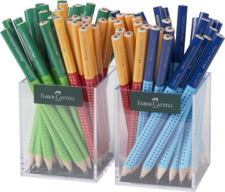 Poza cu CREION GRAFIT FARA GUMA JUMBO TWO TONE 2*36 CUTIE PLASTIC FABER