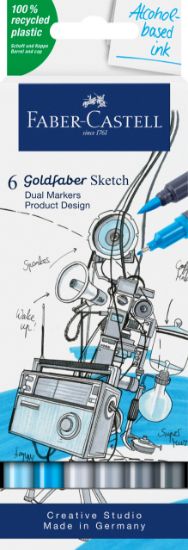 Poza cu SKETCH MARKER 2 CAPETE SET 6 DESIGN PRODUS GOLDFABER FABER-CASTELL