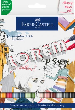Poza cu SKETCH MARKER 2 CAPETE SET 12 GOLDFABER FABER-CASTELL