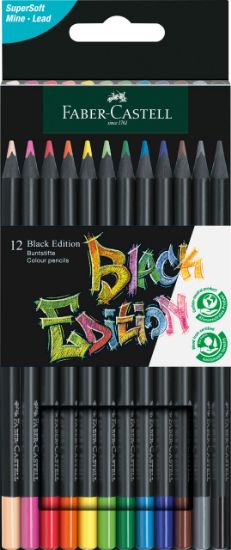 Poza cu CREIOANE COLORATE 12 CULORI BLACK EDITION FABER-CASTELL