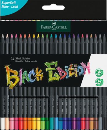 Poza cu CREIOANE COLORATE 24 CULORI BLACK EDITION FABER-CASTELL