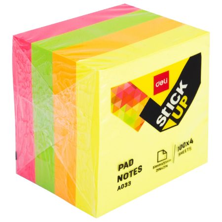 Poza cu NOTES ADEZIV 51*51MM 4 CULORI NEON 400 FILE DELI