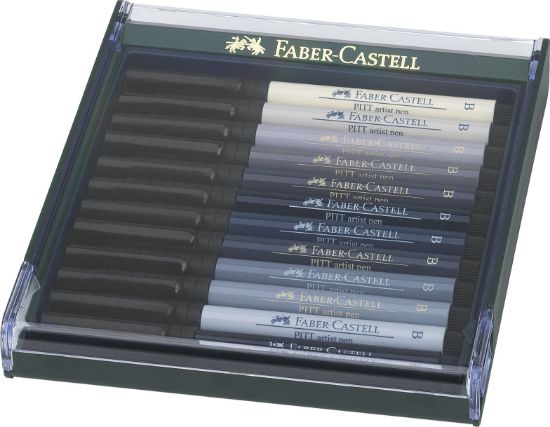 Poza cu CUTIE 12 CULORI PITT ARTIST PEN NUANTE DE GRI FABER-CASTELL