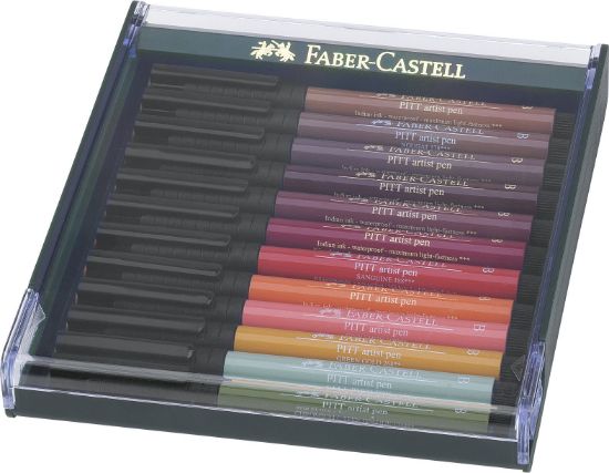 Poza cu CUTIE 12 CULORI PITT ARTIST PEN NUANTE EARTH FABER-CASTELL