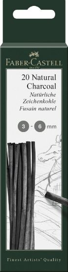 Poza cu CUTIE 20 BUC CARBUNE NATURAL PITT MONOCHROME 3-6MM FABER-CASTELL
